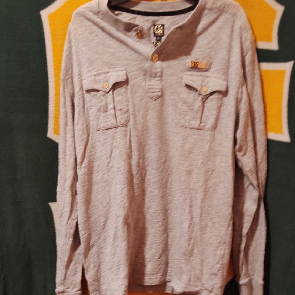 Cavi Other - Casual Gray Long Sleeve Henley Shirt